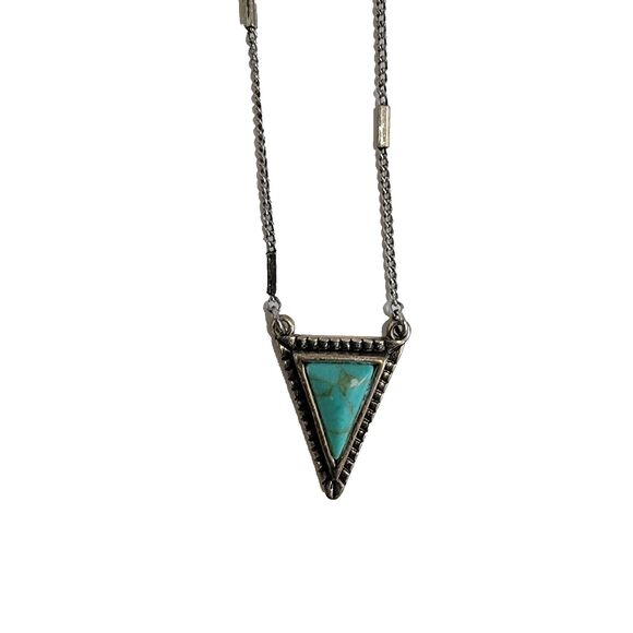 Unbranded Jewelry - Hiouchijewels Triangle Shaped Blue Turquoise Vintage Necklace